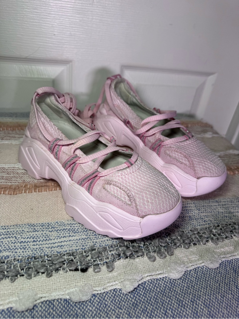 Lazy Oaf  Pink Lace Up Ballet Sneaker.